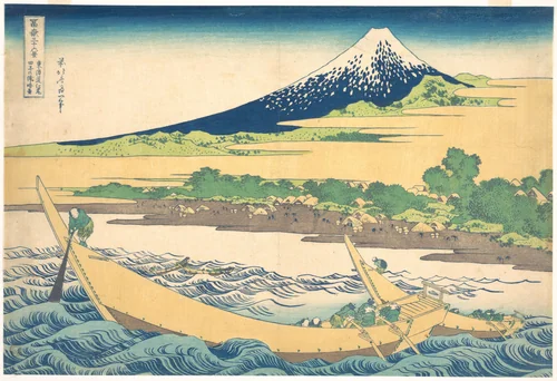 Tago Bay near Ejiri on the Tōkaidō (Tōkaidō Ejiri Tago no ura ryaku zu), from the series Thirty-six Views of Mount Fuji (Fugaku sanjūrokkei) by Katsushika Hokusai (葛飾 北斎), print, 1820-1842