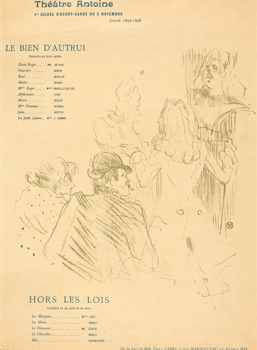 Le Bien d'autrui; Hors Les Lois by Henri de Toulouse-Lautrec, print, 1897