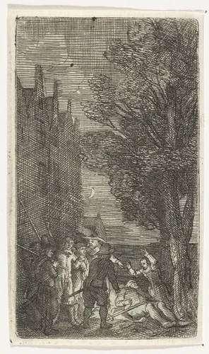 Nachtelijke moord by Samuel van Hoogstraten, print, 1648-1650