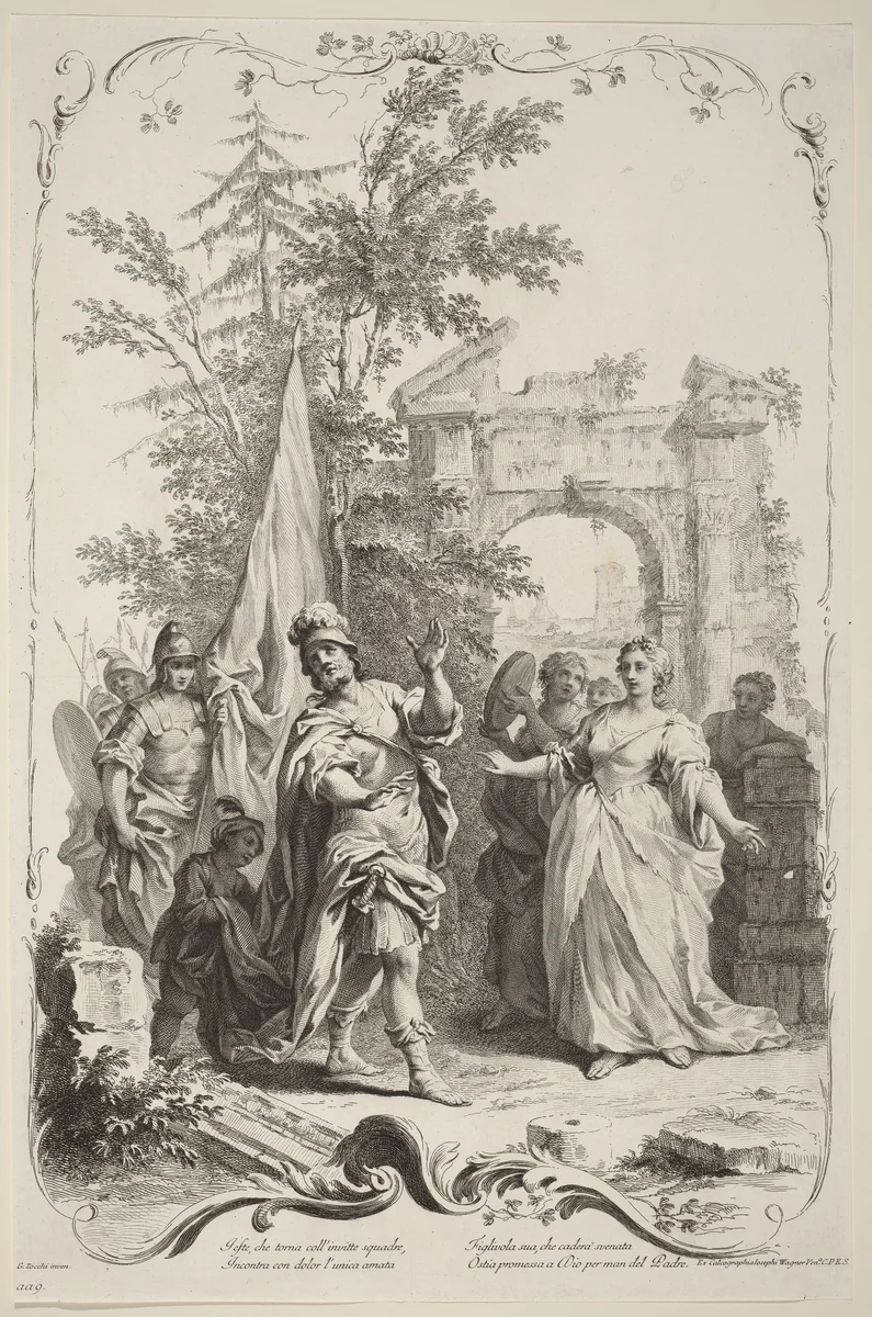 Jephthah and His Daughter by Joseph Wagner
Giuseppe Zocchi, print, 1745