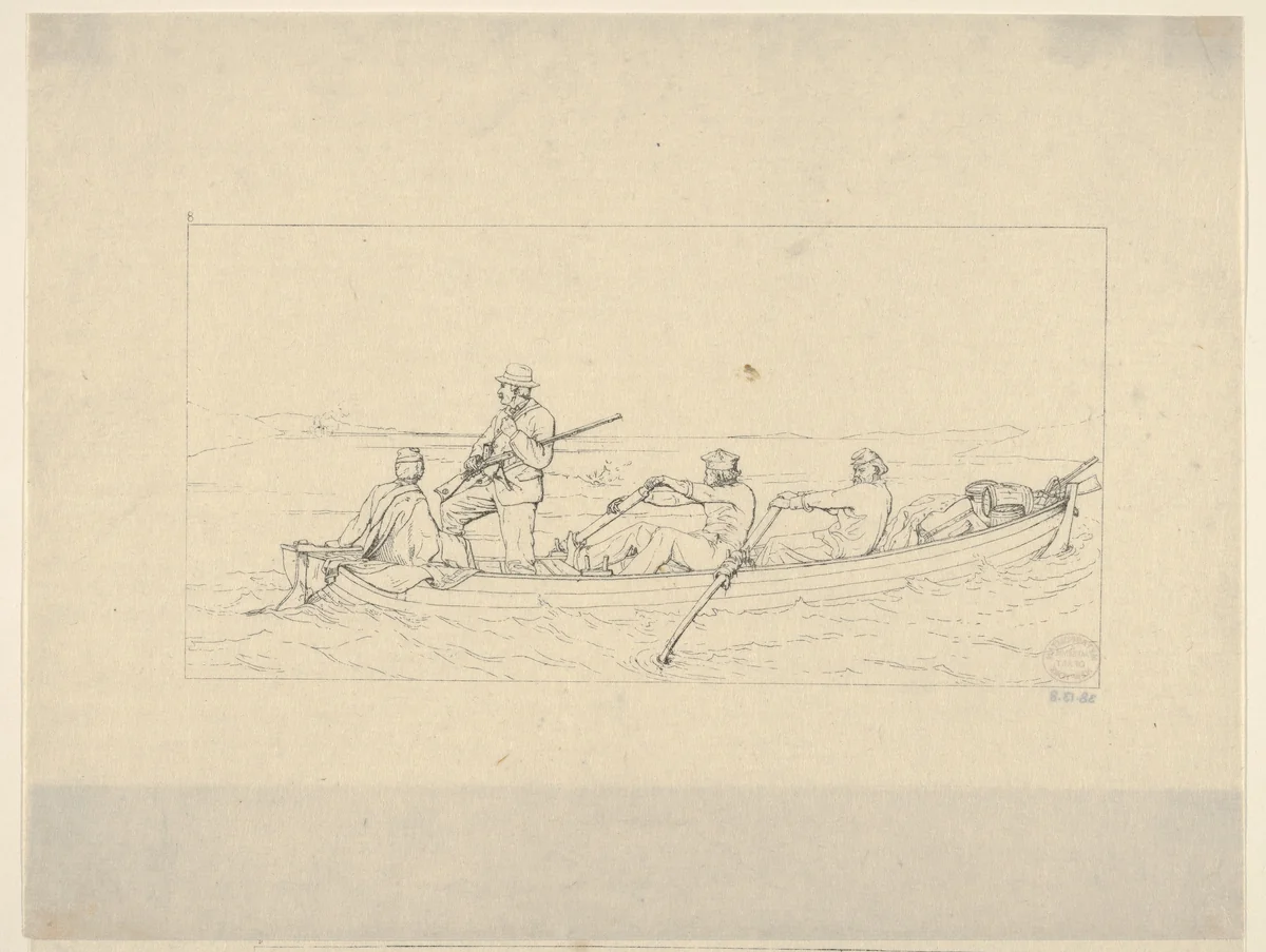Marylanders Crossing the Potomac to Join the Southern Army (from Confederate War Etchings) by Adalbert John Volck, print, 1861-1863