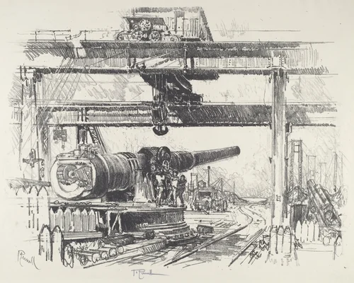 Gun-Testing by Joseph Pennell, print, 1916
