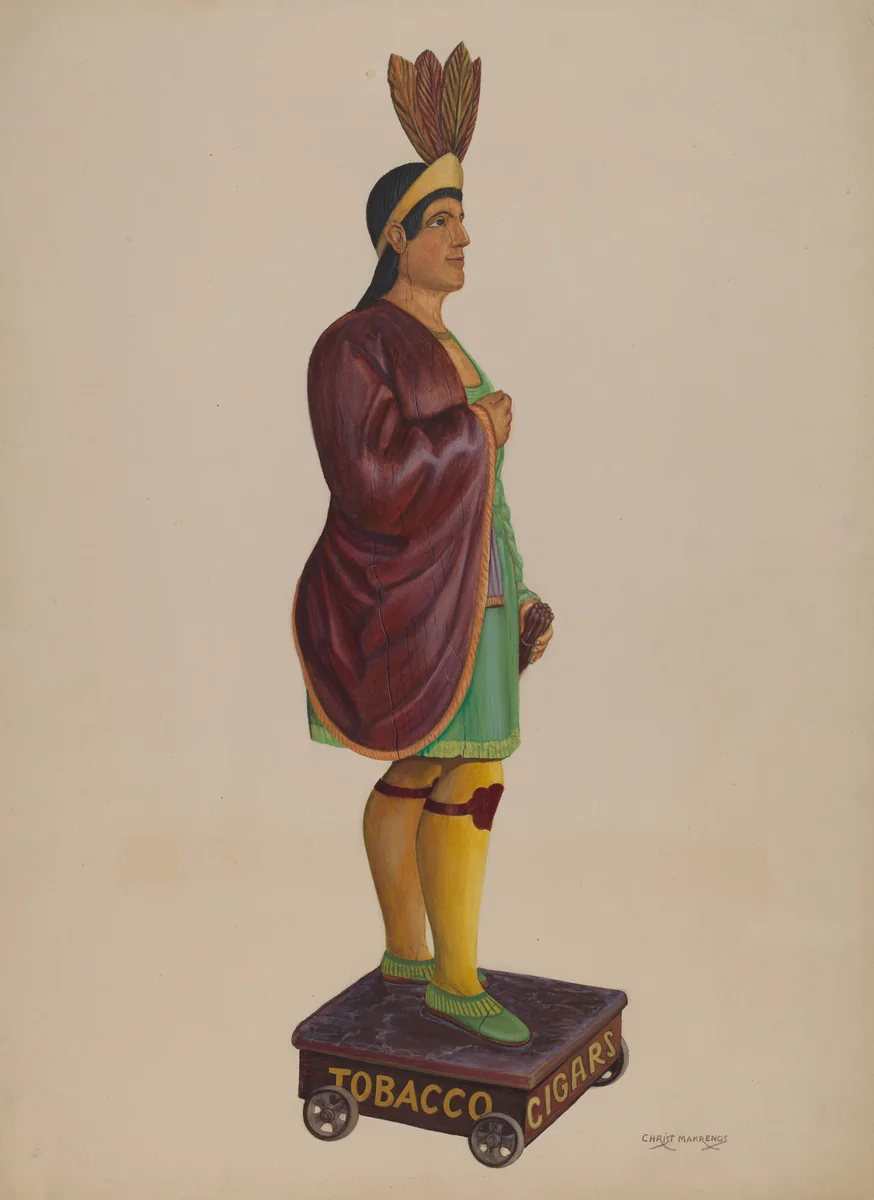 Cigar Store Indian by Chris Makrenos, index of american design, 1937