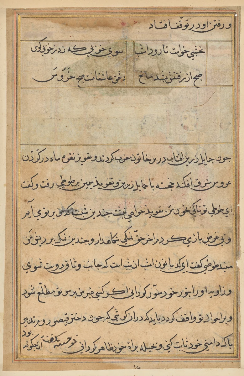 Page from Tales of a Parrot (Tuti-nama): text page by Unknown, painting, 1555-1565
