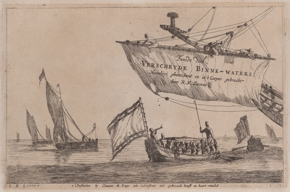 Title Page: Fishing Boats and Staten Sloop by Reinier Nooms, print, 1651-1661