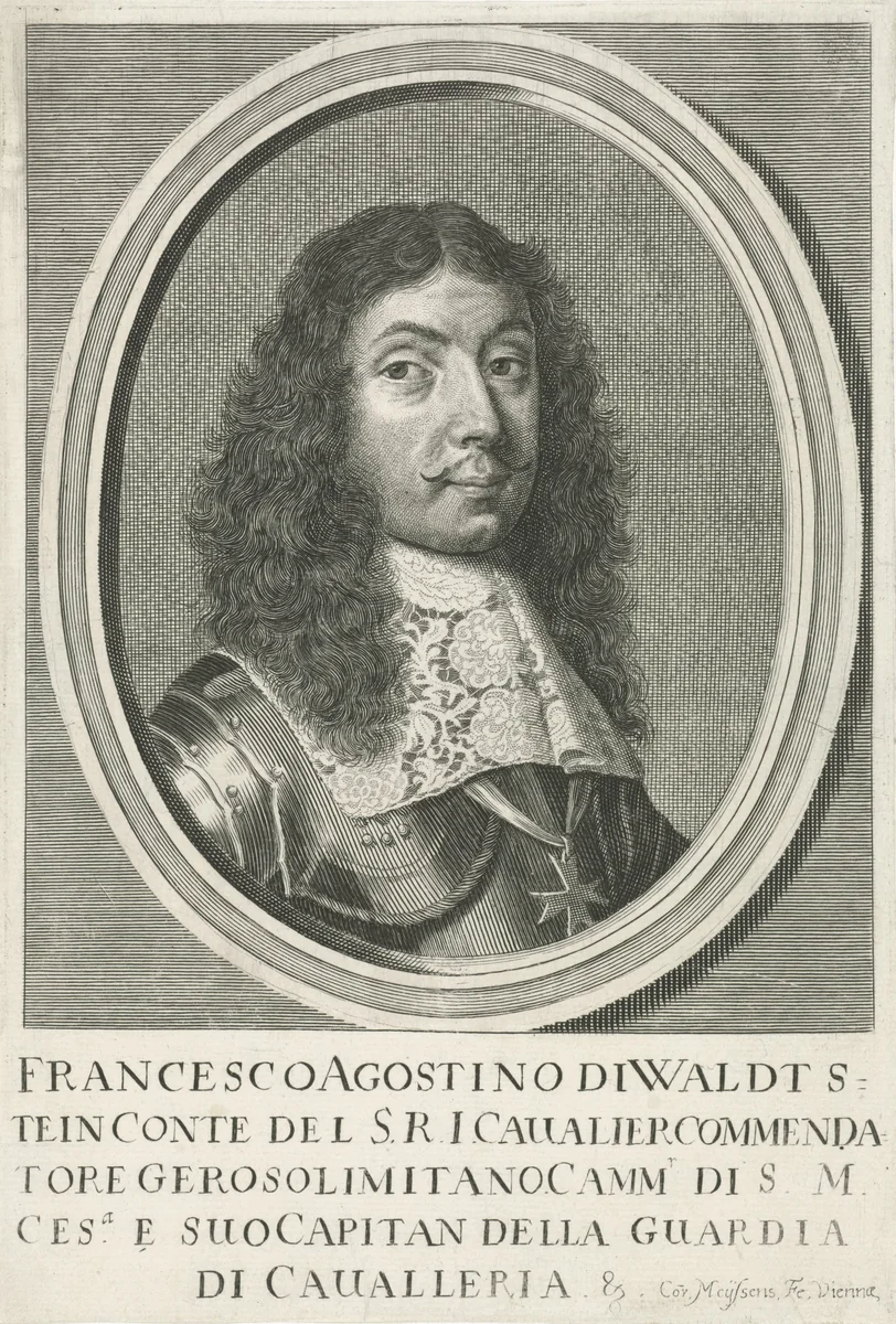 Portret van Franz Augustin graaf van Waldstein by Cornelis Meyssens, print, 1670-1674