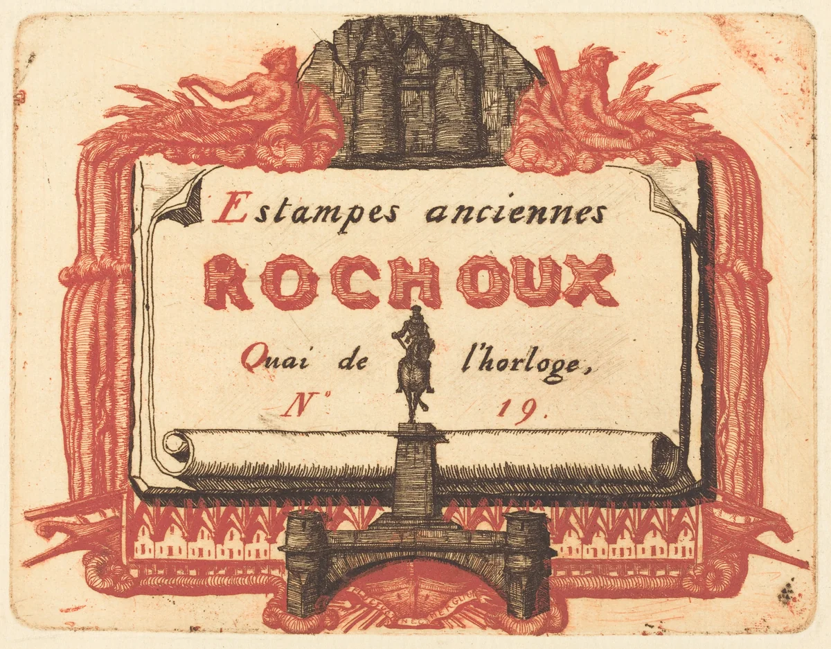 Adresse de Rochoux, Marchand d'estampes (The Address-Card of Rochoux, a Printseller) by Charles Meryon, print, 1856