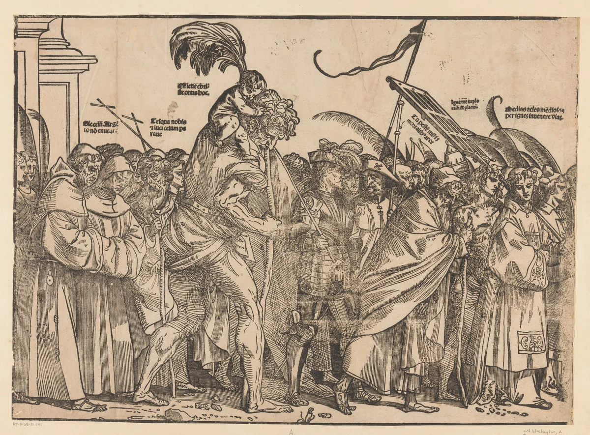 Triomf van Christus (eerste deel) by anonymous, print, 1517