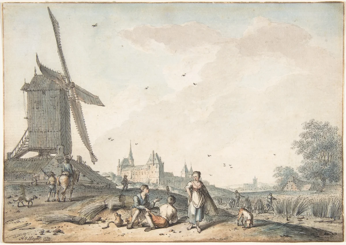 August by Hendrik Meijer, drawing, 1772