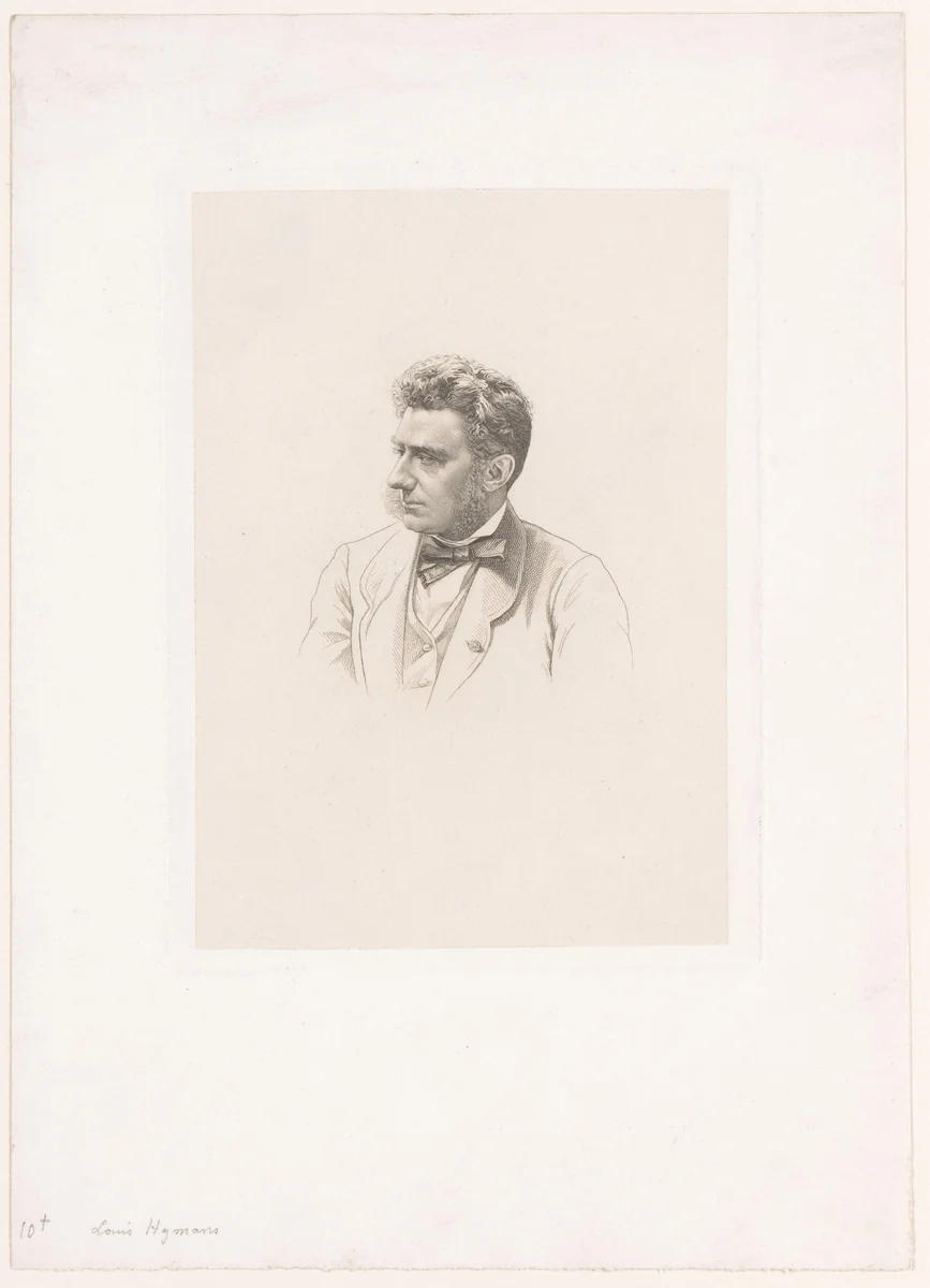 Portret van Louis Hymans by Jean-Baptiste Meunier, print, 1831-1900