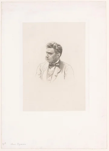 Portret van Louis Hymans by Jean-Baptiste Meunier, print, 1831-1900