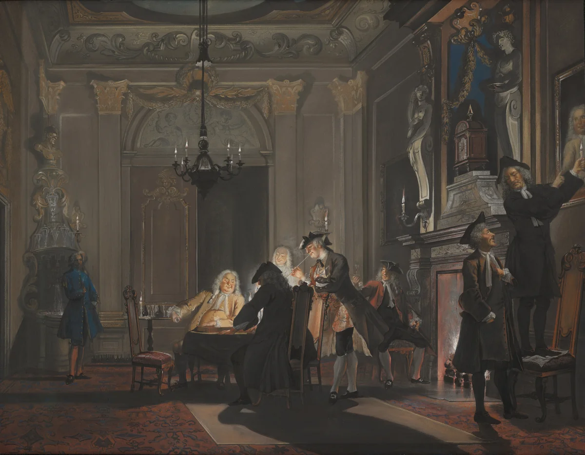 'Erat Sermo inter Fratres' (The brothers conversed) by Cornelis Troost, pastel, 1740