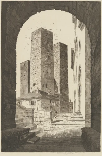 Towers of San Gimignano by John Taylor Arms, print, 1932