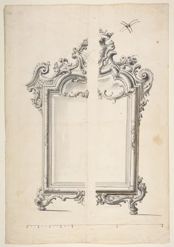 Two Alternative Designs for a Mirror or Screen with Family Coat of Arms by Giovanni Battista Natali, drawing, 1698-1765