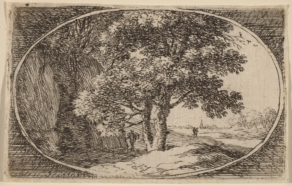 The Tree with a Double Trunk by Herman van Swanevelt, print, 1600-1655