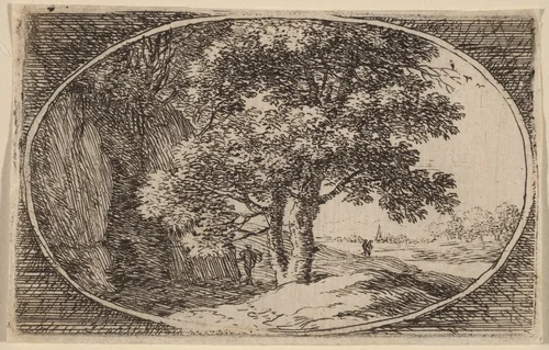 The Tree with a Double Trunk by Herman van Swanevelt, print, 1600-1655