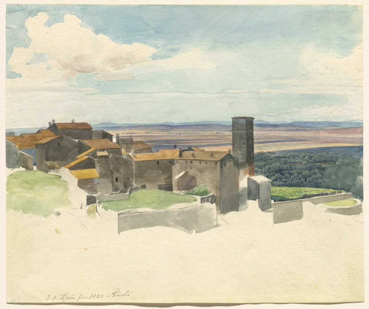 Tivoli and the Roman Campagna by Johann Adam Klein, drawing, 1820