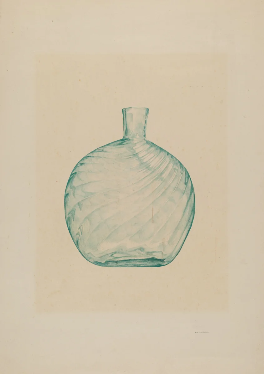 Glass Pocket Flask by G.A. Spangenberg, index of american design, 1938
