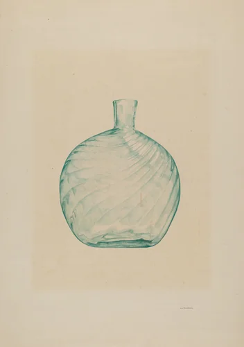 Glass Pocket Flask by G.A. Spangenberg, index of american design, 1938