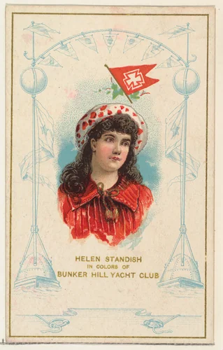Helen Standish in Colors of Bunker Hill Yacht Club, from the Yacht Colors of the World series (N140) issued by Duke Sons & Co. to promote Honest Long Cut Tobacco by W. Duke, Sons & Co., print, 1890