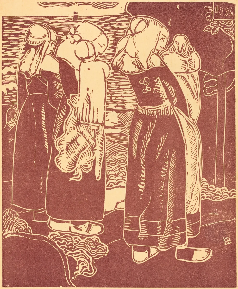 Three Breton Women with Infants by Armand Séguin, print, 1894