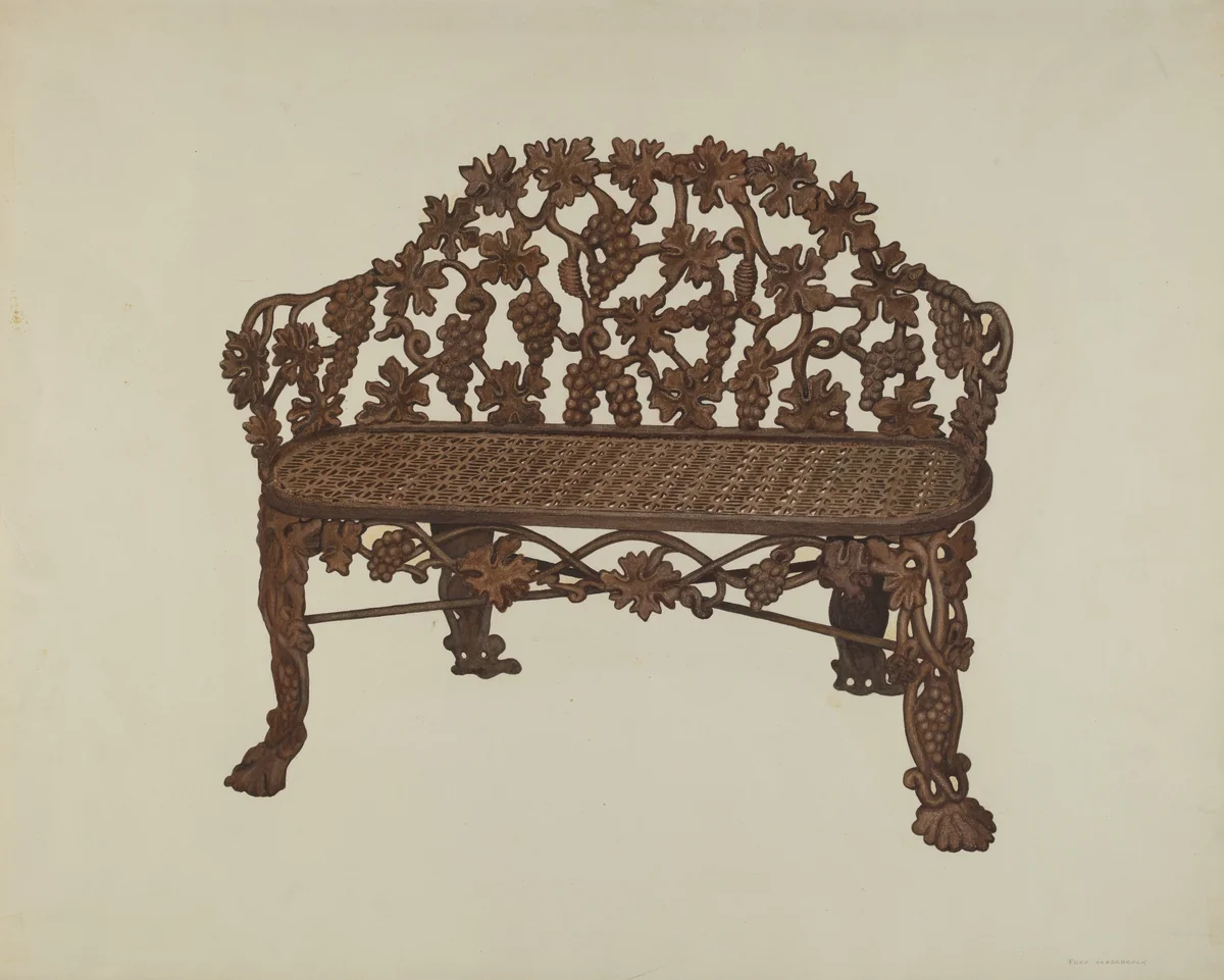 Bench in Cemetary Lot by Fred Hassebrock, index of american design, 1941