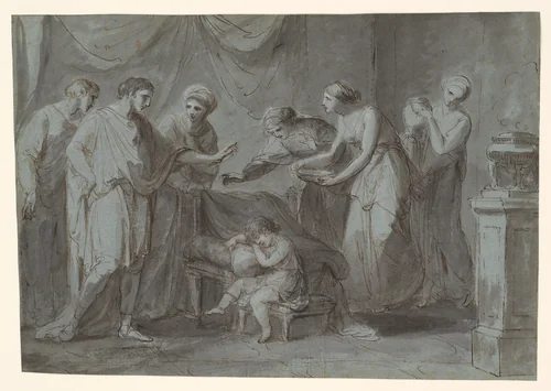 Servius Tullius When a Child, Asleep in the Apartment of King Tarquinius Priscus by Angelica Kauffmann, drawing, 1780-1790