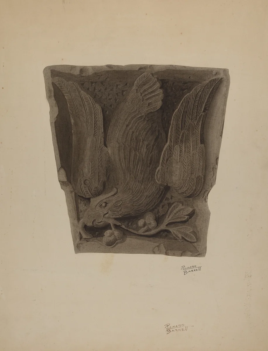 Carved Keystone by Richard Barnett, index of american design, 1939