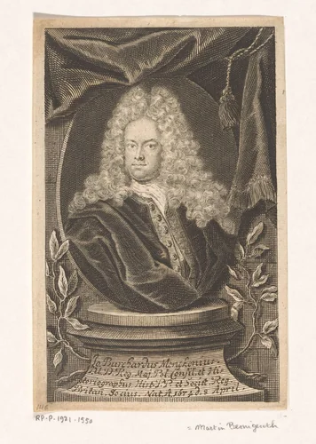 Portret van Johann Burchard Mencke by Martin Bernigeroth, print, 1712