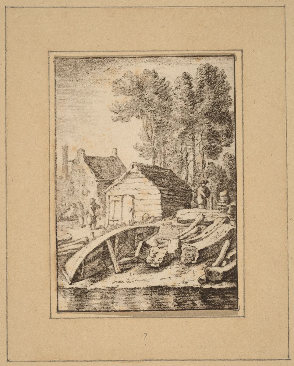 Shipyard by Cornelis Ploos van Amstel; Herman Saftleven, print, 1761-1765