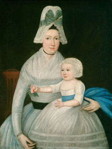 Mother and Child in White by American 18th Century, painting, 1790