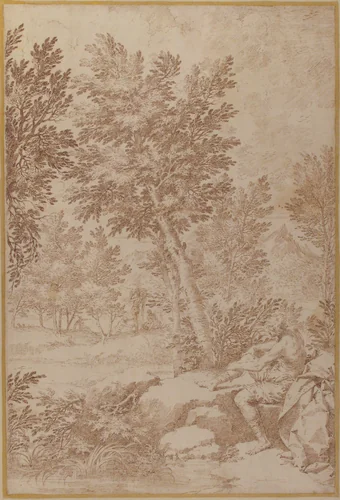 Bathers in a Wooded Landscape by Donato Creti, drawing, 1671-1749