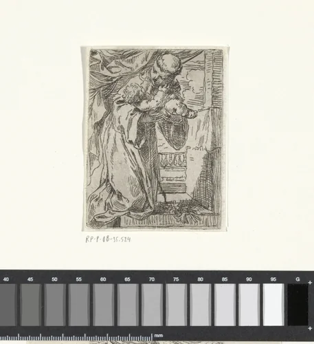 Heilige Antonius van Padua met het Christuskind by Simone Cantarini, print, 1622-1648