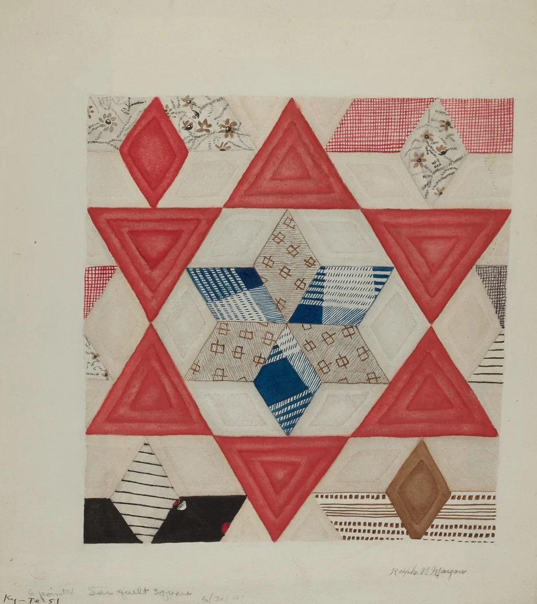 Shaker Quilt Pattern by Ralph N. Morgan, index of american design, 1941