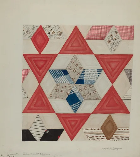 Shaker Quilt Pattern by Ralph N. Morgan, index of american design, 1941