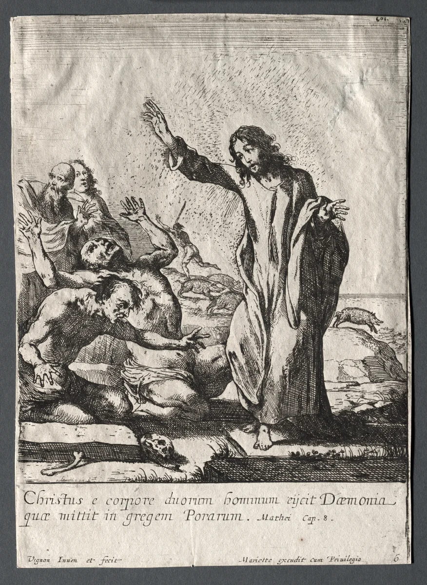 The Miracles of Jesus Christ: Christ Delivering the Possessed by Claude Vignon, print, 1620-1670