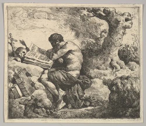 St. Jerome in a Landscape by Jean Jacques Lagrenée, print, 1762-1763