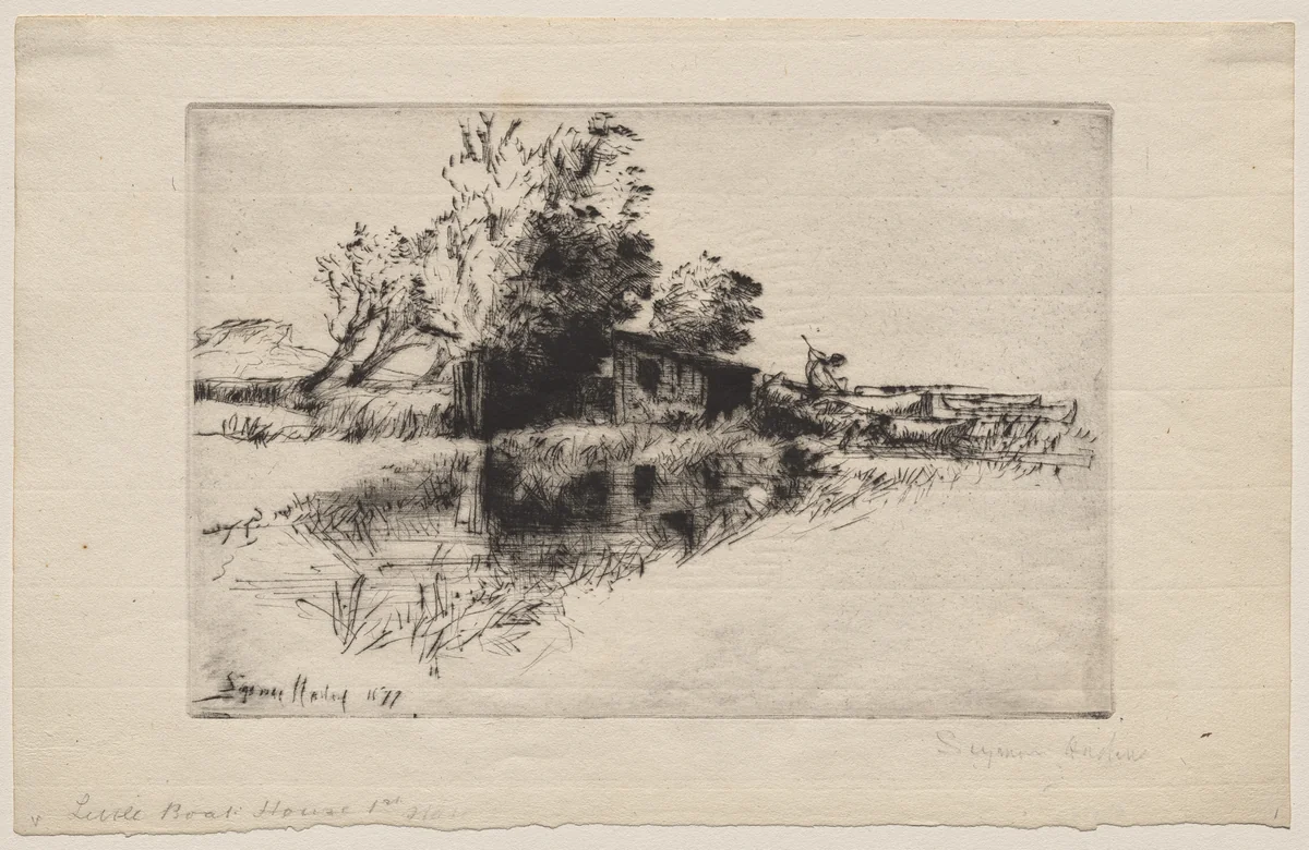 The Little Boathouse by Francis Seymour-Haden, print, 1877