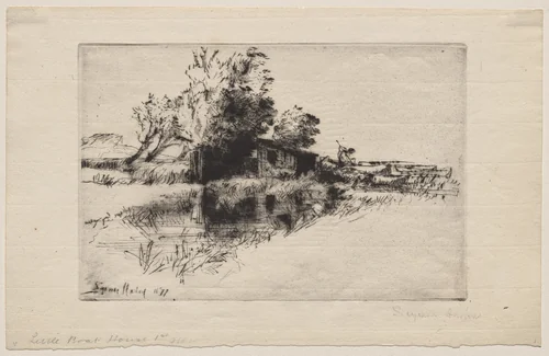 The Little Boathouse by Francis Seymour-Haden, print, 1877