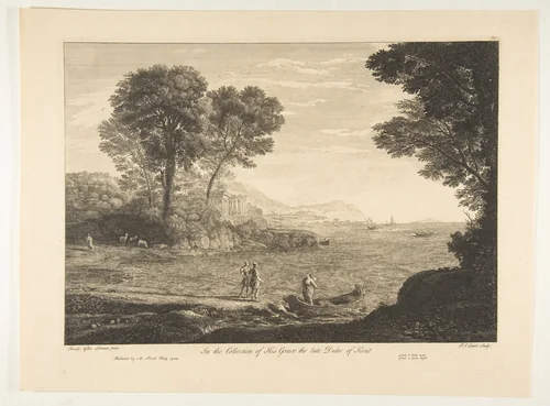 Coast View with the Embarkation of Carlo and Ubaldo by Pierre-Charles Canot, print, 1744