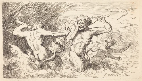 Battling Tritons by Christian Wilhelm Ernst Dietrich, print, 1763