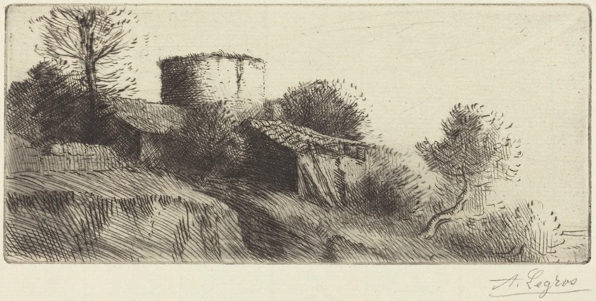 Pigeon Tower (La tour aux pigeons) by Alphonse Legros, print, 1837-1911