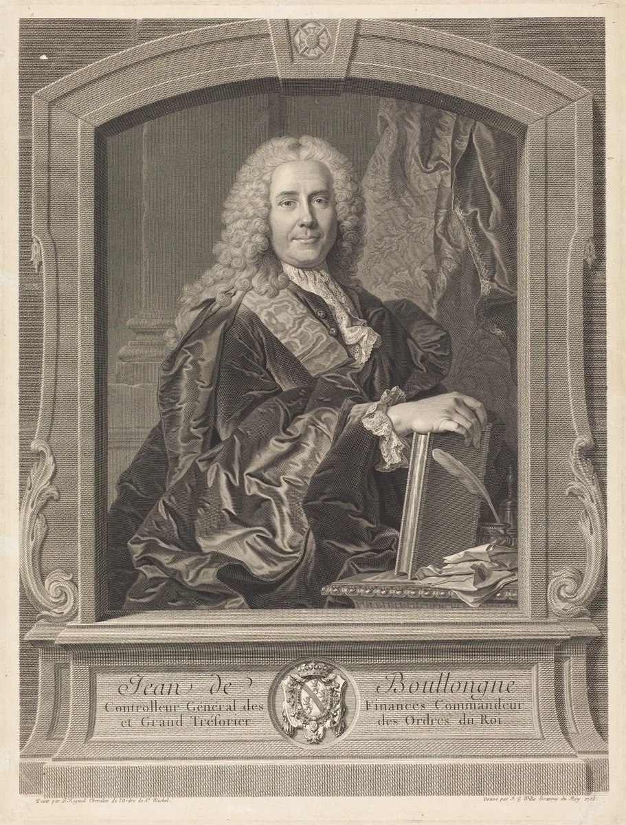 Jean de Boullongne by Johann Georg Wille; Hyacinthe Rigaud, print, 1758