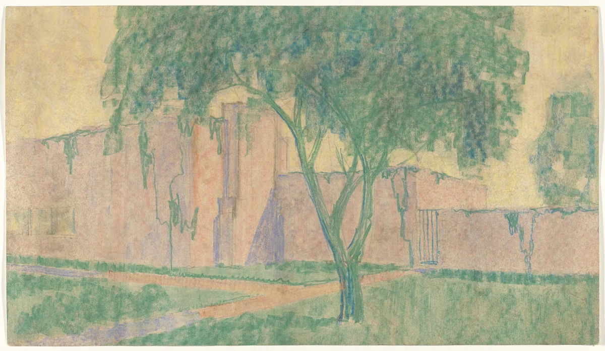 Eliat House Project, Potsdam-Nedlitz, Germany, Perspective by Ludwig Mies van der Rohe, architecture, 1925