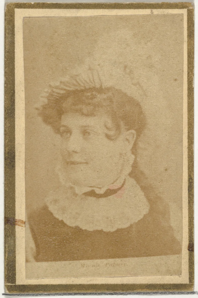 Minnie Palmer, from the Actresses and Celebrities series (N60, Type 2) promoting Little Beauties Cigarettes for Allen & Ginter brand tobacco products by Allen & Ginter, photograph, 1887