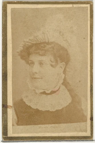 Minnie Palmer, from the Actresses and Celebrities series (N60, Type 2) promoting Little Beauties Cigarettes for Allen & Ginter brand tobacco products by Allen & Ginter, photograph, 1887