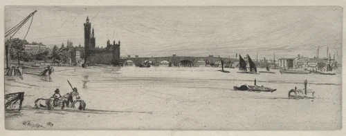 Old Westminster Bridge by James McNeill Whistler, print, 1859