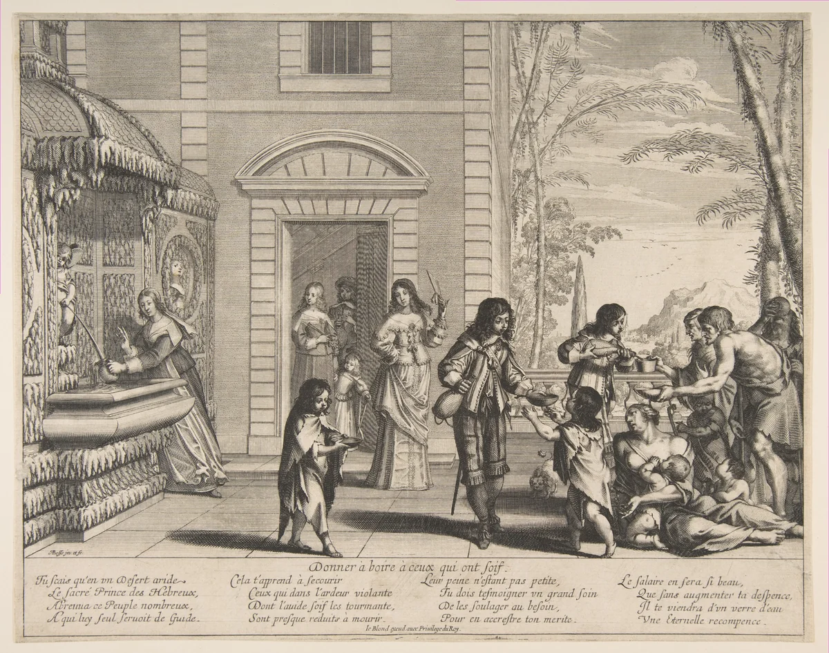 Giving Drink to the Thirsty by Abraham Bosse, print, 1635