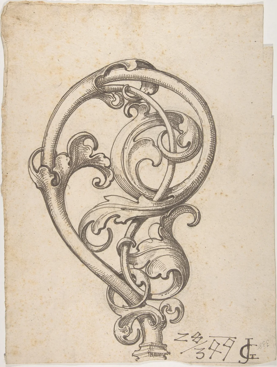 Gothic Leaf Scroll (Top of a Crozier?) by J. Gruenwald, drawing, 1899
