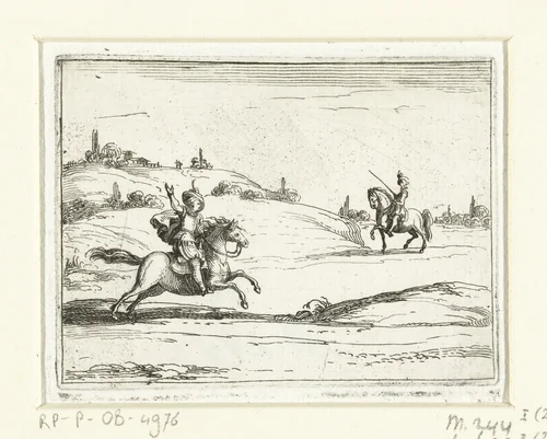 Twee ruiters by Jacques Callot, print, 1621-1635